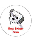 Cavapoo Dog Edible Icing Cake Topper or Ribbon