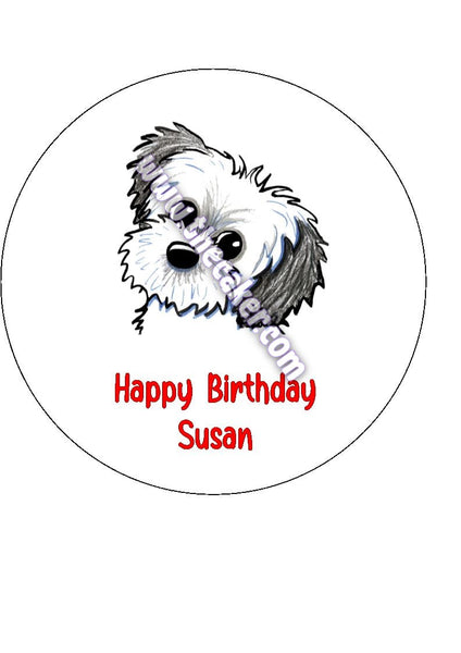 Cavapoo Dog Edible Icing Cake Topper or Ribbon