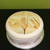 Champagne Bottle 02 Edible Icing Cake Topper or Ribbon