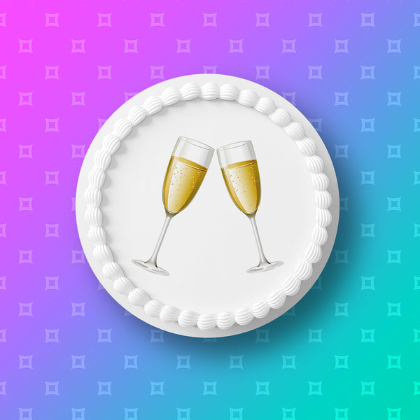 Champagne Glasses Edible Icing Cake Topper