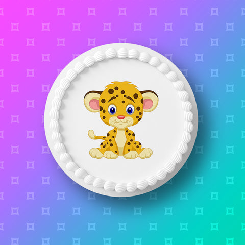 Cheetah 03 Edible Icing Cake Topper or Ribbon