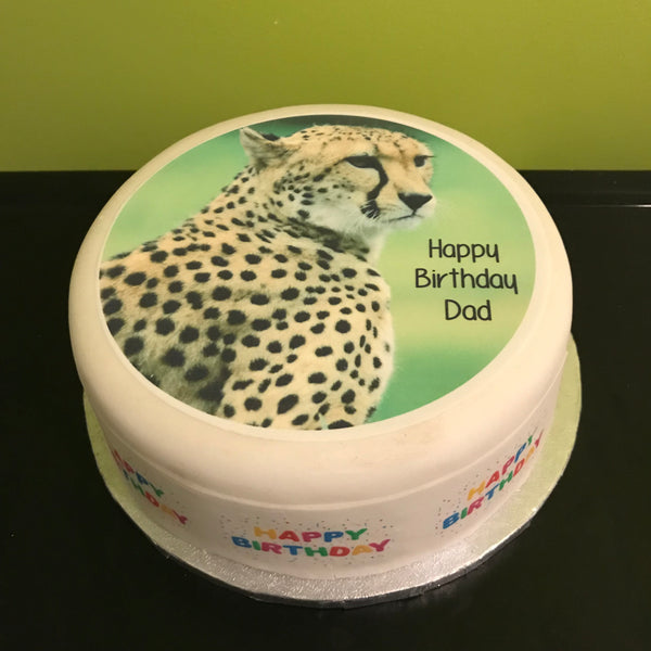 Cheetah 01 Edible Icing Cake Topper or Ribbon