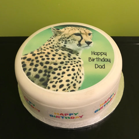 Cheetah 01 Edible Icing Cake Topper or Ribbon