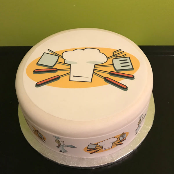 Chef 02 Edible Icing Cake Topper or Ribbon