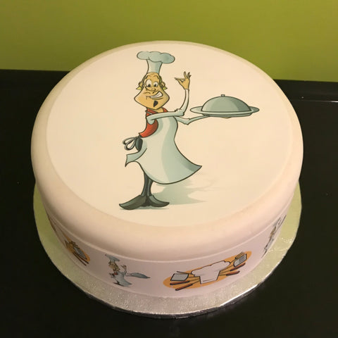 Chef 03 Edible Icing Cake Topper or Ribbon