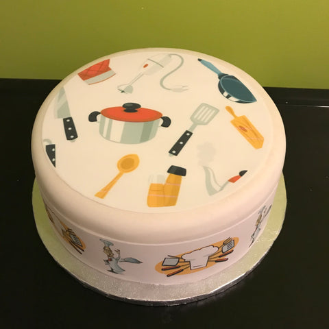 Chef 04 Edible Icing Cake Topper or Ribbon