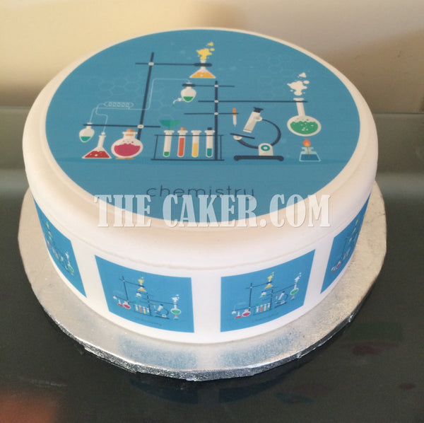 Chemistry Science Edible Icing Cake Topper or Ribbon