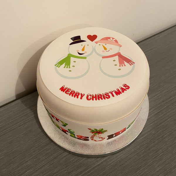 Christmas Cake Topper 28 - Snowmen Heart