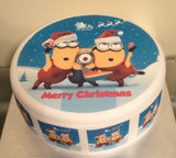 Christmas Minions Edible Icing Cake Topper 01