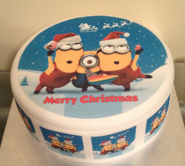 Christmas Minions Edible Icing Cake Topper 01