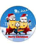 Christmas Minions Edible Icing Cake Topper 01