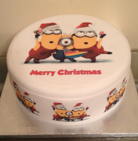 Christmas Minions Edible Icing Cake Topper or Ribbon