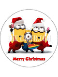 Christmas Minions Edible Icing Cake Topper 02