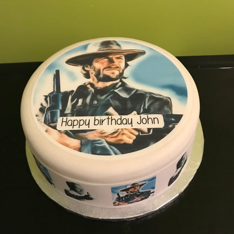 Clint Eastwood 02 Edible Icing Cake Topper or Ribbon