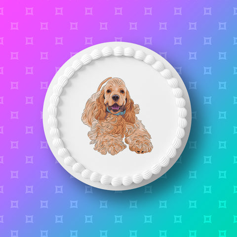 Cocker Spaniel Dog 01 Edible Icing Cake Topper or Ribbon