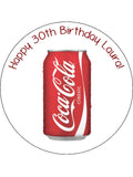 Coke Can Edible Icing Cake Topper or Ribbon