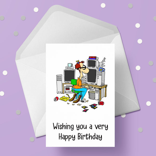 Funny Computer Themed Birthday Card 04