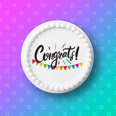 Congratulations 01 Edible Icing Cake Topper or Ribbon
