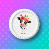 Cow Edible Icing Cake Topper or Ribbon