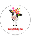 Cow Edible Icing Cake Topper or Ribbon