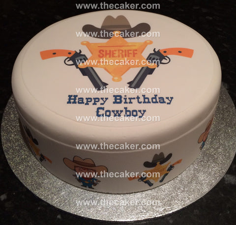 Cowboy Sheriff Badge Edible Icing Cake Topper or Ribbon