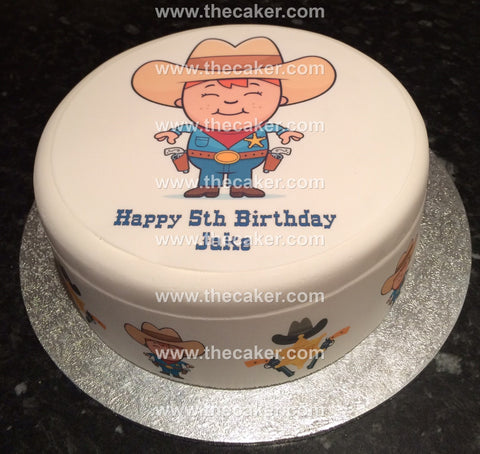 Cowboy Edible Icing Cake Topper or Ribbon