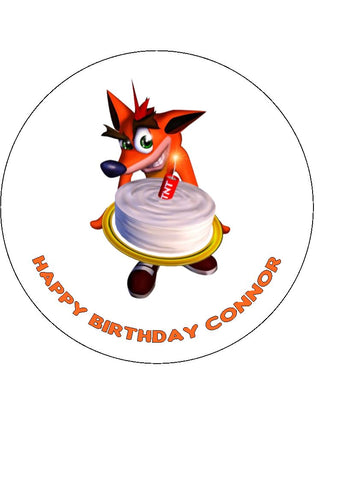 Crash Bandicoot 02 Edible Icing Cake Topper or Ribbon