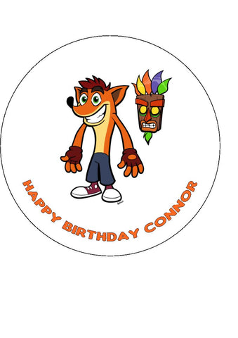 Crash Bandicoot 03 Edible Icing Cake Topper or Ribbon