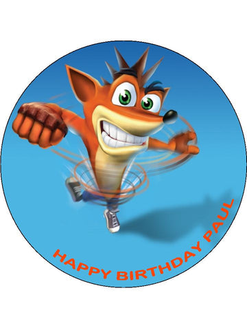Crash Bandicoot 01 Edible Icing Cake Topper or Ribbon