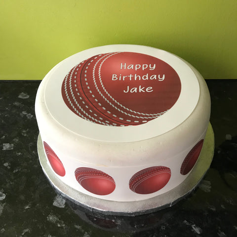 Cricket Ball Edible Icing Cake Topper or Ribbon