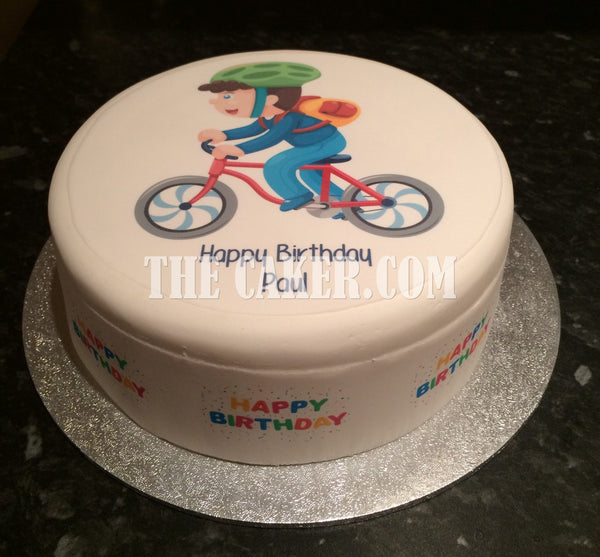 Bicycle Edible Icing Cake Topper 04 - Boy on Bike