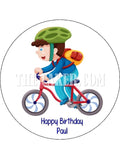Bicycle Edible Icing Cake Topper 04 - Boy on Bike