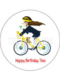 Bicycle Edible Icing Cake Topper 07 - Female on Bike
