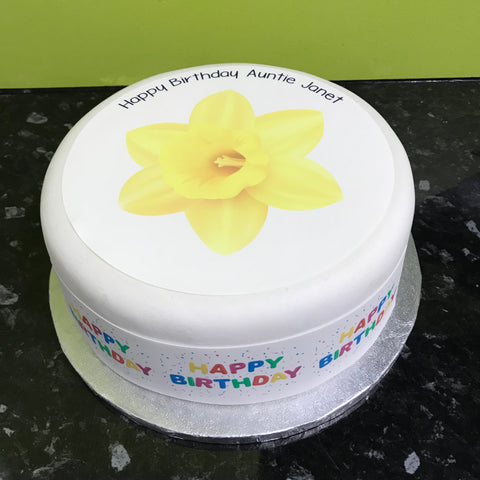 Daffodil Flower Edible Icing Cake Topper or Ribbon