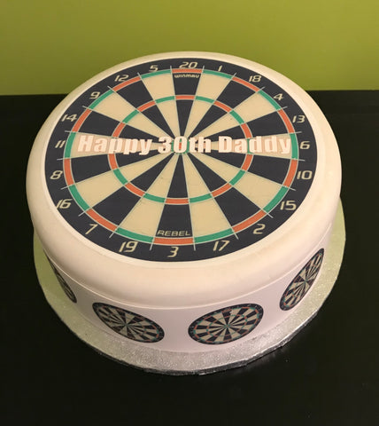 Dartboard Dart Board Darts 01 Edible Icing Cake Topper or Ribbon