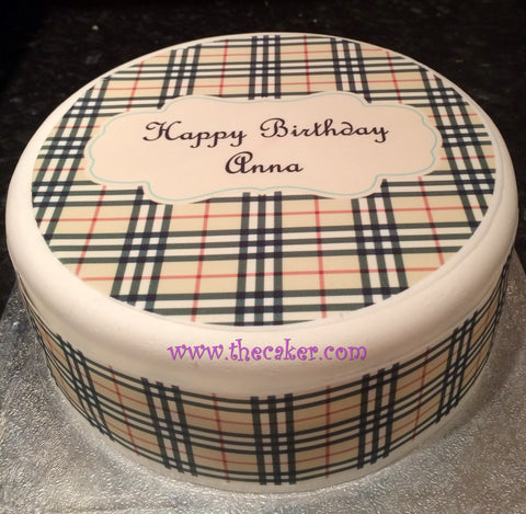 Burberry Edible Icing Cake Topper or Ribbon