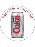 Diet Coke Can Edible Icing Cake Topper