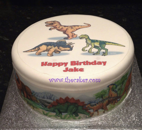 Dinosaur 03 Edible Icing Cake Topper or Ribbon