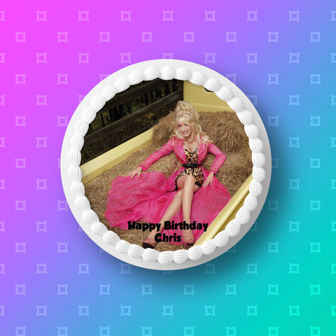 Dolly Parton 01 Edible Icing Cake Topper or Ribbon