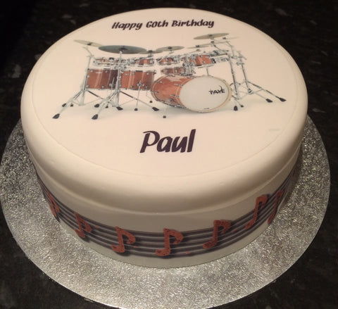 Drums Edible Icing Cake Topper 01 - Gold Drum Kit