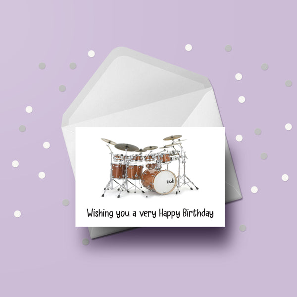 Drums Birthday Card 01 - Gold Drum Kit