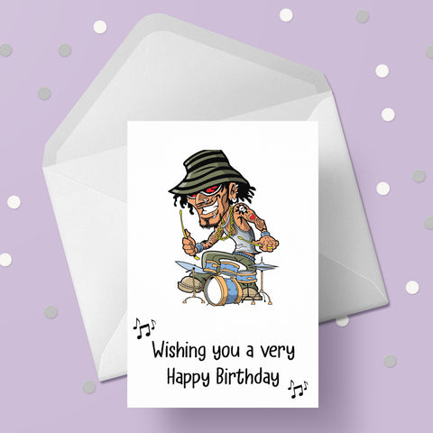 Drums Birthday Card 04 - Male Drummer