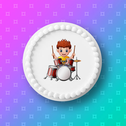 Drums 03 Edible Icing Cake Topper - Boy & Drum Kit