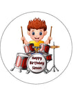Drums Edible Icing Cake Topper 03 - Boy & Drum Kit