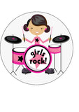 Drums Edible Icing Cake Topper 02 - Girl Drummer