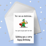 Electrician Birthday Card - Funny Electricians theme
