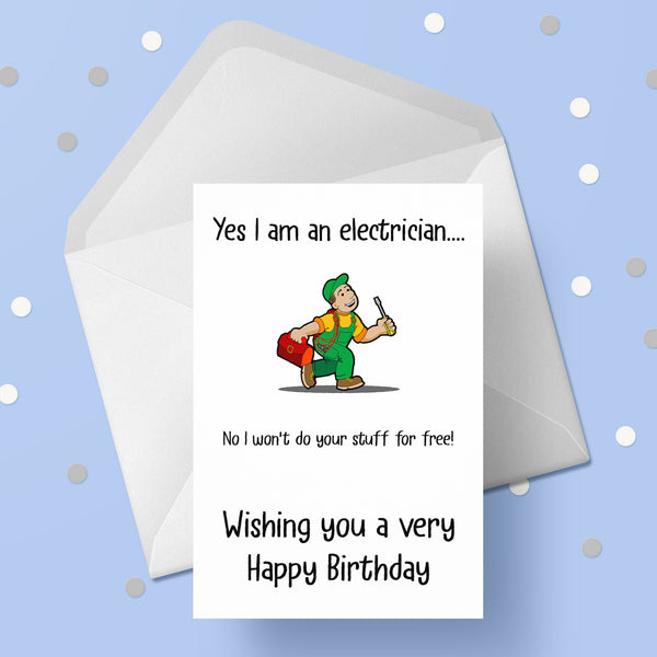 Electrician Birthday Card - Funny Electricians theme