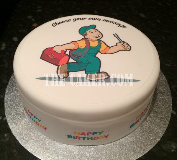 Handyman Edible Icing Cake Topper or Ribbon