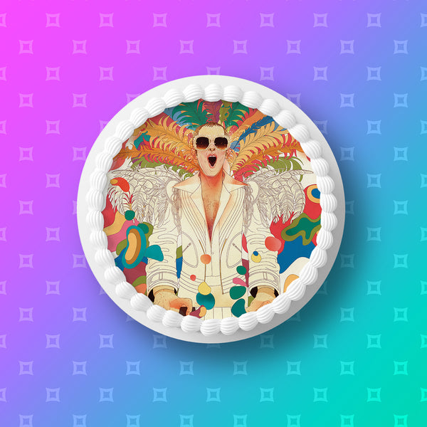 Elton John 01 Edible Icing Cake Topper or Ribbon