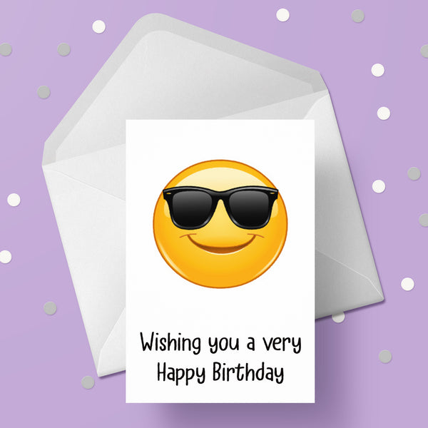 Emoji 04 Birthday Card - Sunglasses / shades